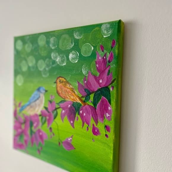 Birds painting/ home decor/ flowers - Picture 3 of 4